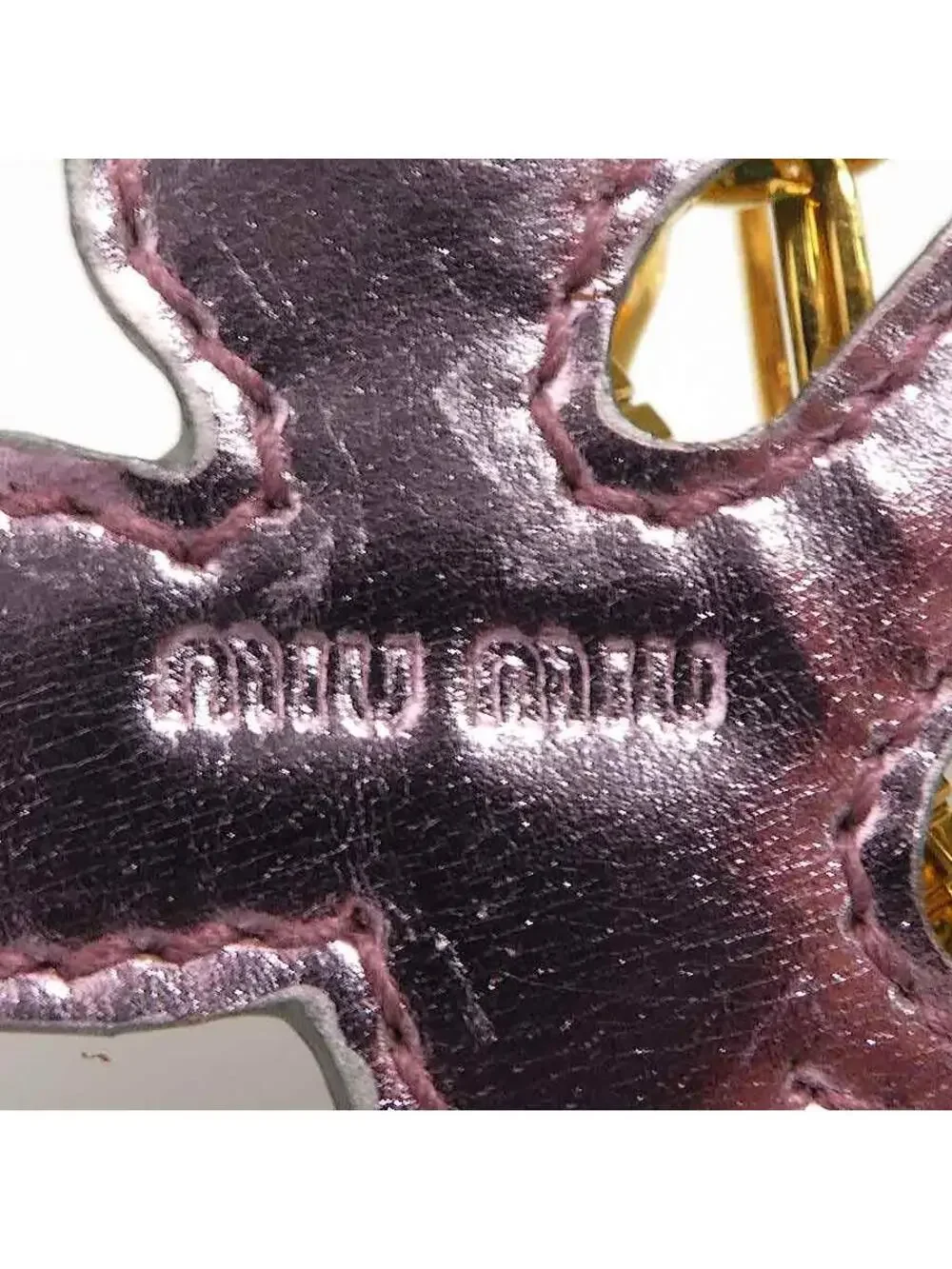 Auth Miumiu Charm Key Ring Purple/Gold #308920M11B